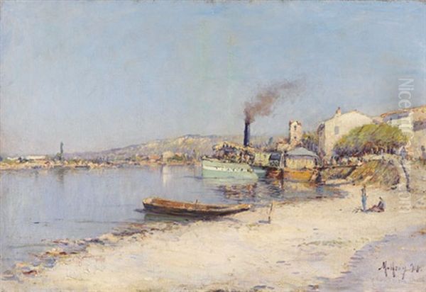 Sudfranzosischer Rhone-hafen Oil Painting by Henri Malfroy-Savigny