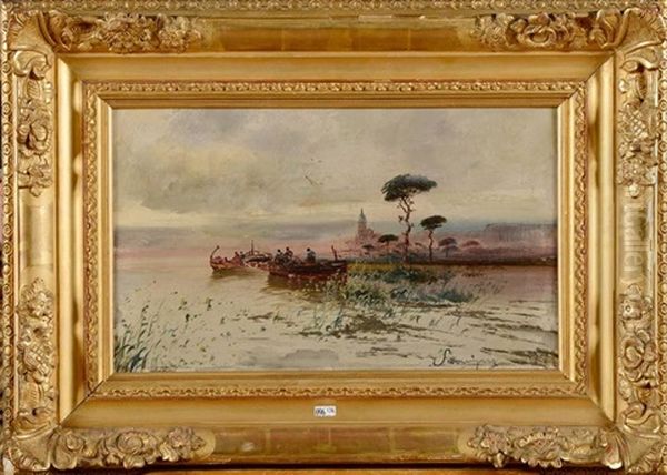 Vue De La Lagune A Venise Oil Painting by Henri Malfroy-Savigny