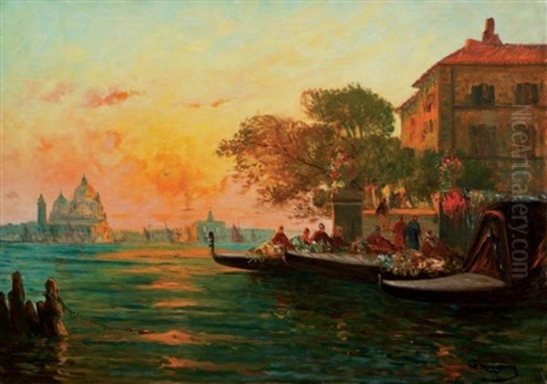 Vue De Venise Oil Painting by Henri Malfroy-Savigny