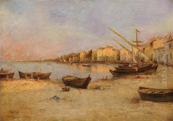 Le Port De Martigue Oil Painting by Henri Malfroy-Savigny