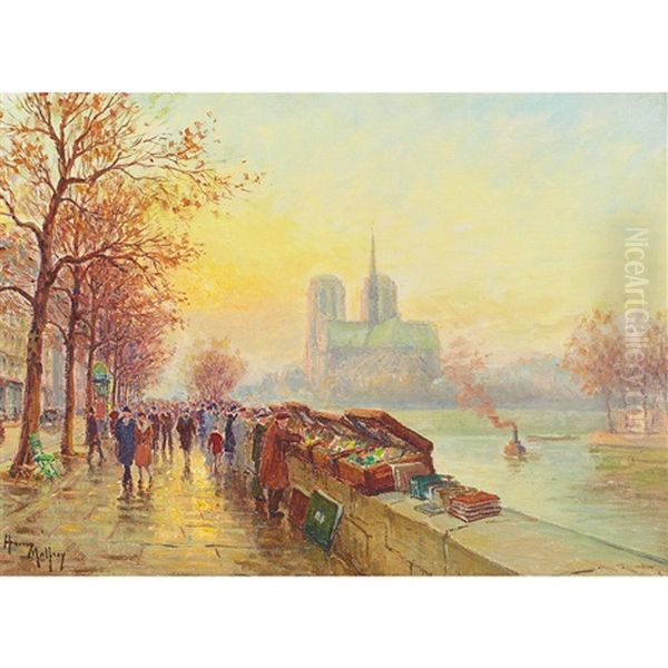 View Of Notre Dame, Paris Oil Painting by Henri Malfroy-Savigny