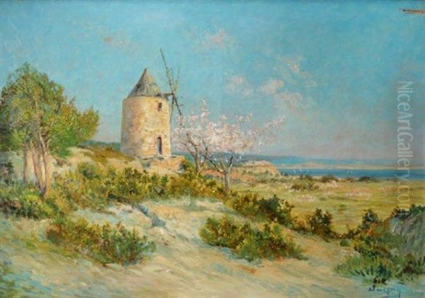 Le Moulin De Berre Oil Painting by Henri Malfroy-Savigny