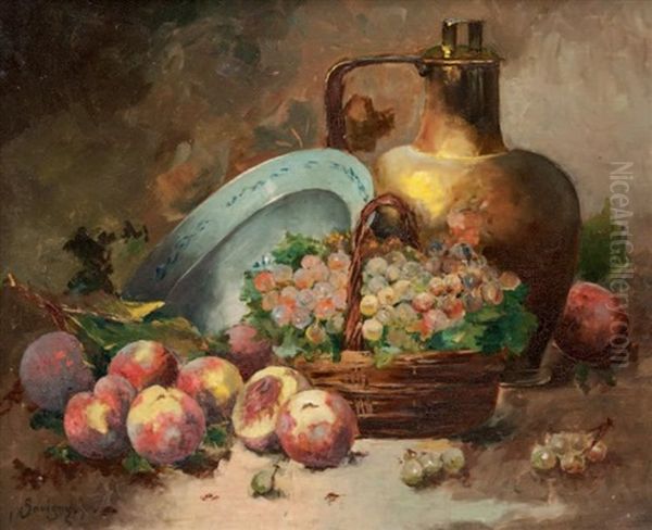 Nature Morte Aux Fruits Oil Painting by Henri Malfroy-Savigny