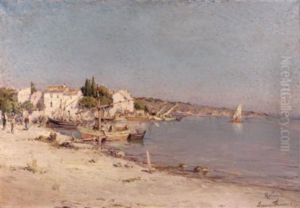 Bord De Mer A Sanary Oil Painting by Henri Malfroy-Savigny