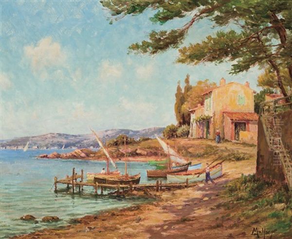 Village De Pecheurs En Bord De Cote D'azur Oil Painting by Henri Malfroy-Savigny