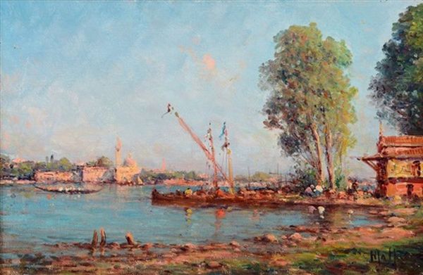 Sur Les Berges Du Bosphore Oil Painting by Henri Malfroy-Savigny