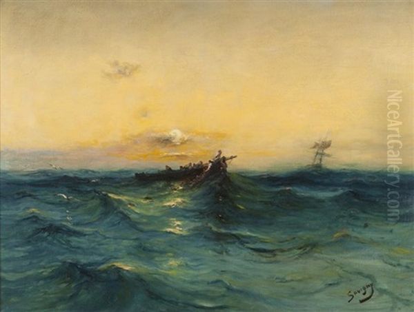 Les Naufrages Oil Painting by Henri Malfroy-Savigny