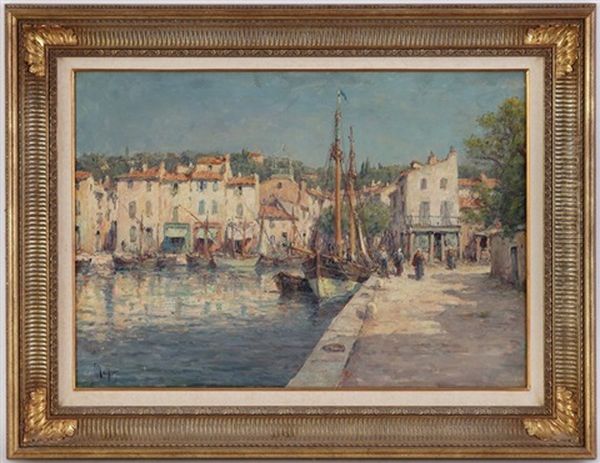 Barques De Peche A Martigues Oil Painting by Henri Malfroy-Savigny