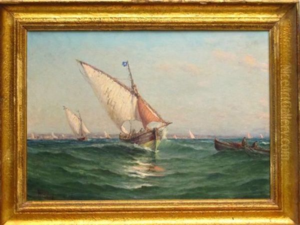 Bateaux De Peche En Mediterranee Oil Painting by Henri Malfroy-Savigny