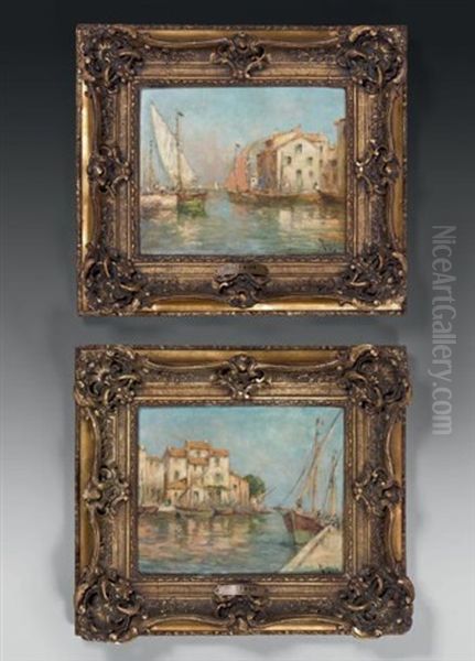 Vue De Martigues (pair) Oil Painting by Henri Malfroy-Savigny