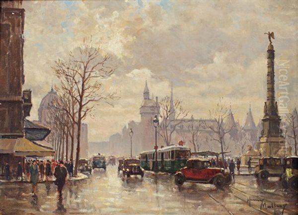 Place Du Chatelet Oil Painting by Henri Malfroy-Savigny