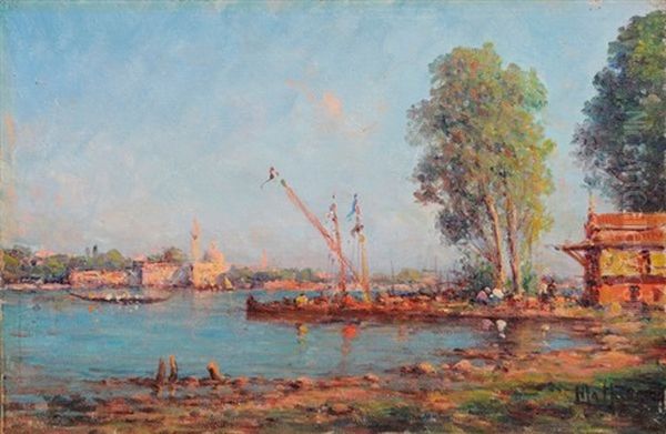 Sur Les Berges Du Bosphore, Vue De Constantinople Oil Painting by Henri Malfroy-Savigny