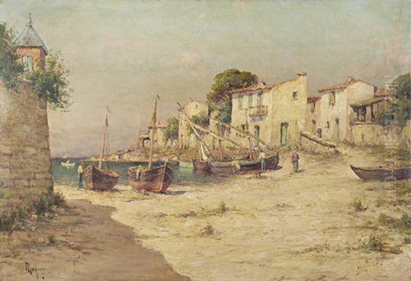 Fishing Village In Provence Oil Painting by Henri Malfroy-Savigny