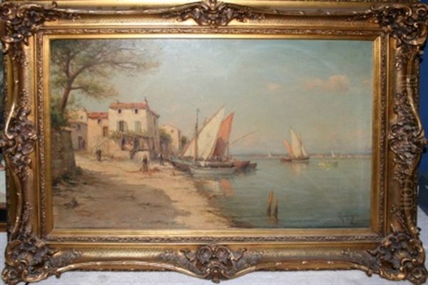 Moroccan Sea Scape Oil Painting by Henri Malfroy-Savigny