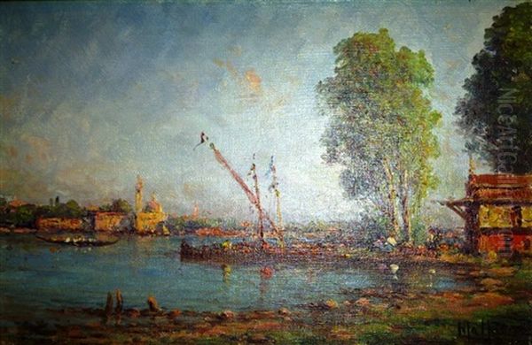 Sur Les Berges Du Bosphore, Vue De Constantinople Oil Painting by Henri Malfroy-Savigny