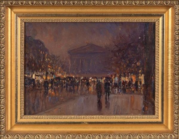 Paris, Rue Royale, Vers La Madeleine Oil Painting by Henri Malfroy-Savigny