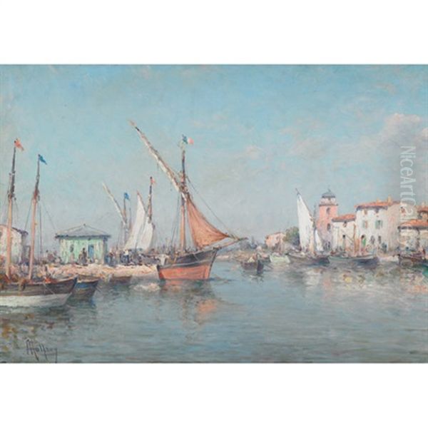 Port De Boue, Provence Oil Painting by Henri Malfroy-Savigny