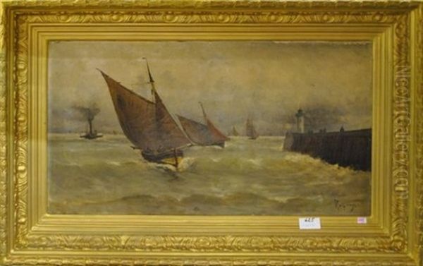 Mer Agitee Oil Painting by Henri Malfroy-Savigny