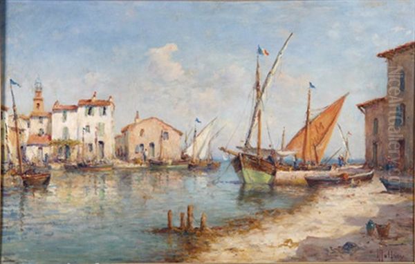 Martigues Provence, Sudliche Hafenszenerie Oil Painting by Henri Malfroy-Savigny