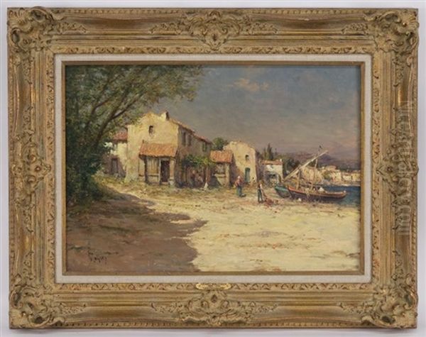 Fisherman On The Shore Oil Painting by Henri Malfroy-Savigny