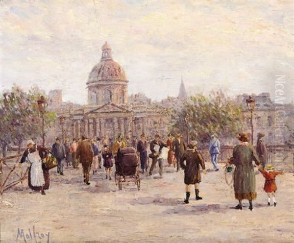 Le Pont Des Arts Oil Painting by Henri Malfroy-Savigny