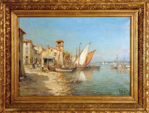 Le Port De Peche De Martigues Oil Painting by Henri Malfroy-Savigny