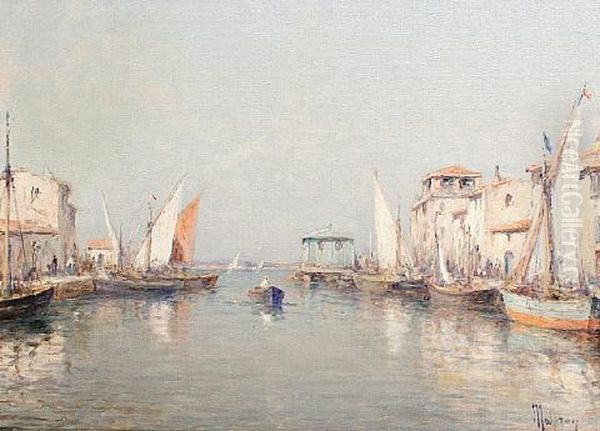 In The Harbour Oil Painting by Henri Malfroy-Savigny