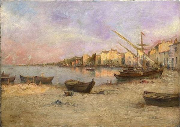 Martigues. Ansicht Des Hafens Im Abendlicht Oil Painting by Henri Malfroy-Savigny