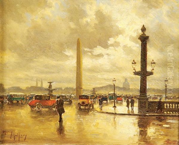 Place De La Concorde - Paris Oil Painting by Henri Malfroy-Savigny