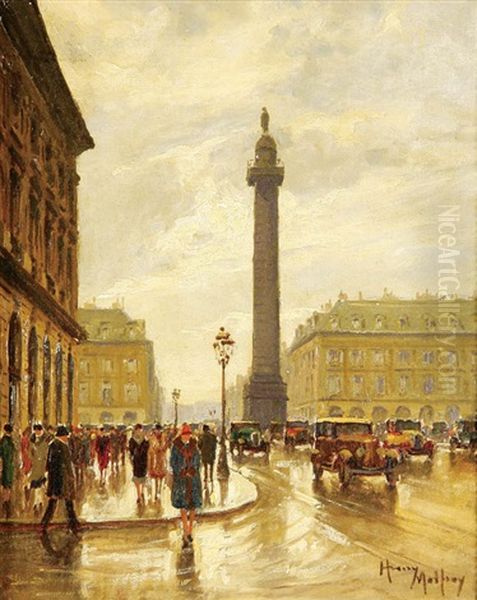 Place Vendome, Paris Oil Painting by Henri Malfroy-Savigny