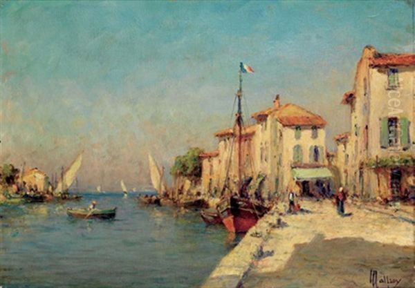 Vue D'un Port Oil Painting by Henri Malfroy-Savigny