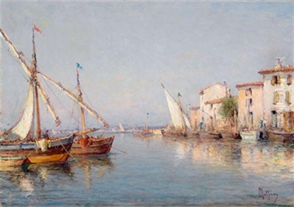 Blick Auf Den Hafen Von Redonn (provence) Oil Painting by Henri Malfroy-Savigny