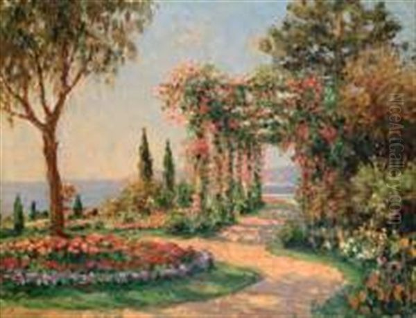 Terrasse Fleurie Sur La Mer Oil Painting by Henri Malfroy-Savigny