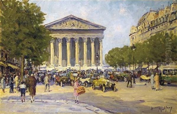 Vue De La Madeleine Depuis La Rue Royale, Paris Oil Painting by Henri Malfroy-Savigny