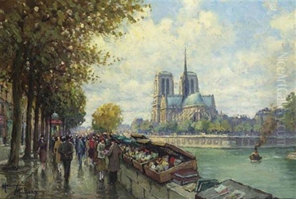 Notre Dame Oil Painting by Henri Malfroy-Savigny