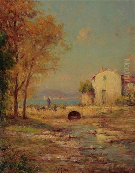 Landschaft Bei Martigues Oil Painting by Henri Malfroy-Savigny