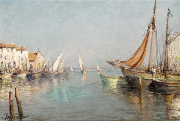 Sailing Boats Oil Painting by Henri Malfroy-Savigny