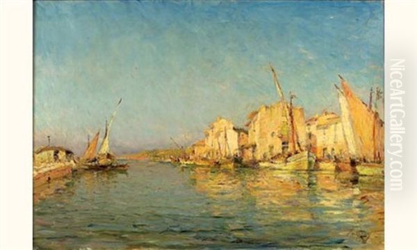 Port De Martigues Oil Painting by Henri Malfroy-Savigny