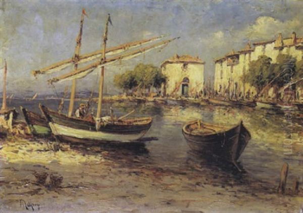 Le Port De Martigues Oil Painting by Henri Malfroy-Savigny