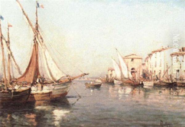 Fishing Boats In Harbour by Henri Malfroy-Savigny