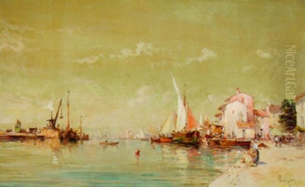 The Grand Harbor Oil Painting by Henri Malfroy-Savigny