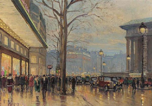 Boulevard De La Madeleine, Paris Oil Painting by Henri Malfroy-Savigny