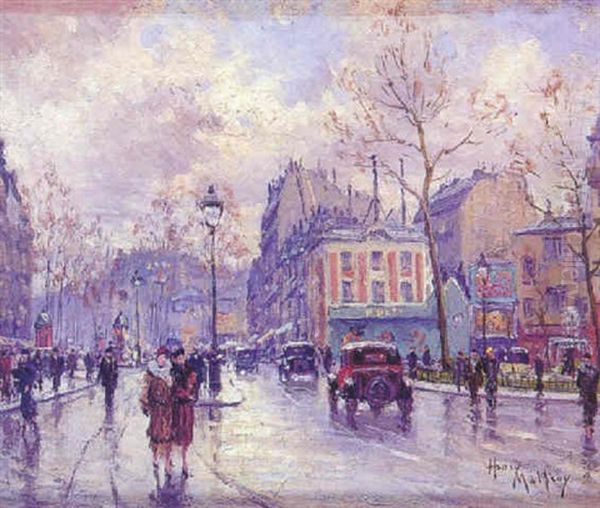 Les Grands Boulevards De Paris Oil Painting by Henri Malfroy-Savigny