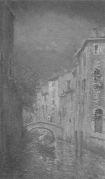 Along A Venetian Canal Oil Painting by Henri Malfroy-Savigny