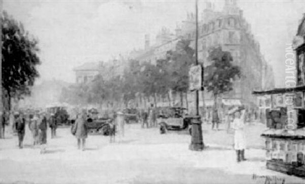 Boulevard De La Madeleine Oil Painting by Henri Malfroy-Savigny