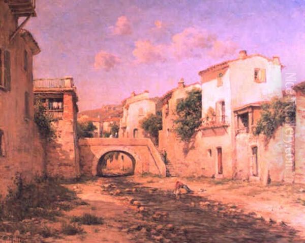 Vue Du Village De Barjol, Dans Le Var Oil Painting by Henri Malfroy-Savigny