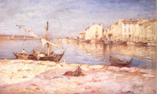 Petit Port Mediterraneen Oil Painting by Henri Malfroy-Savigny