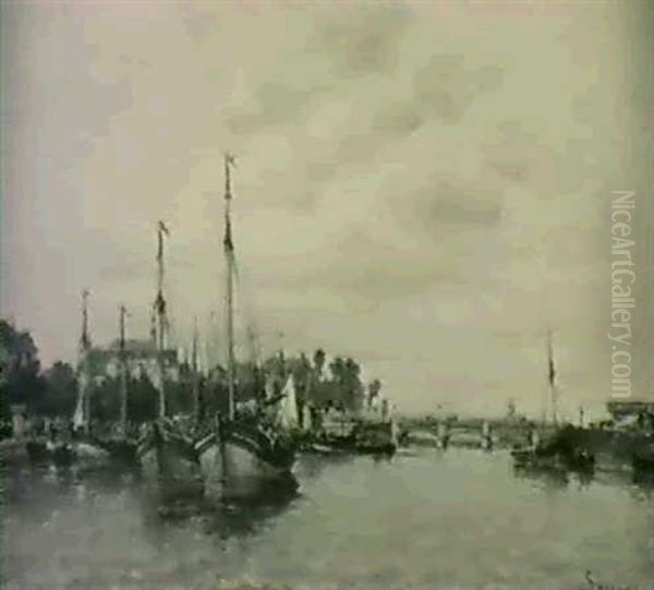 Le Vieux Pont De Trouville Oil Painting by Henri Malfroy-Savigny