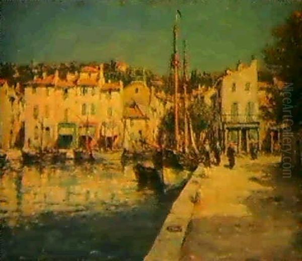 Barques De Peche A Martigues Oil Painting by Henri Malfroy-Savigny