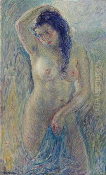 Nu - Study Of A Female Nude Oil Painting by William Malherbe